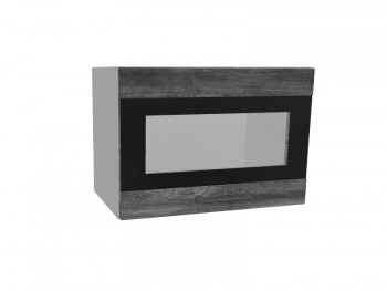 Лофт ПГСФ 500 шкаф верхний горизонтальный со стеклом и фотопечатью (Дуб бурый/корпус Серый) в Нижней Пойме - nizhnyaya-pojma.mebel54.com | фото