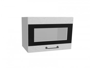 Лофт ПГСФ 500 шкаф верхний горизонтальный со стеклом и фотопечатью (Штукатурка белая/корпус Серый) в Нижней Пойме - nizhnyaya-pojma.mebel54.com | фото