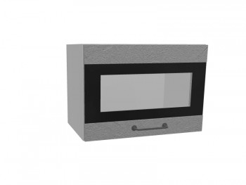 Лофт ПГСФ 500 шкаф верхний горизонтальный со стеклом и фотопечатью (Штукатурка серая/корпус Серый) в Нижней Пойме - nizhnyaya-pojma.mebel54.com | фото