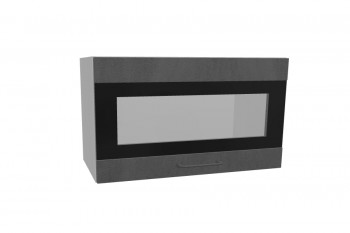 Лофт ПГСФ 600 шкаф верхний горизонтальный со стеклом и фотопечатью (Бетон темный/корпус Серый) в Нижней Пойме - nizhnyaya-pojma.mebel54.com | фото