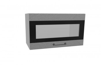 Лофт ПГСФ 600 шкаф верхний горизонтальный со стеклом и фотопечатью (Штукатурка серая/корпус Серый) в Нижней Пойме - nizhnyaya-pojma.mebel54.com | фото