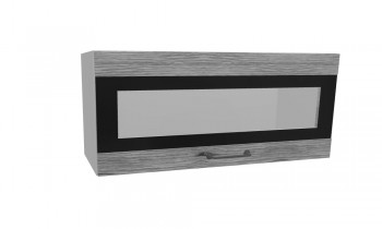 Лофт ПГСФ 800 шкаф верхний горизонтальный со стеклом и фотопечатью (Дуб майский/корпус Серый) в Нижней Пойме - nizhnyaya-pojma.mebel54.com | фото