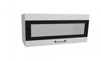 Лофт ПГСФ 800 шкаф верхний горизонтальный со стеклом и фотопечатью (Штукатурка белая/корпус Серый) в Нижней Пойме - nizhnyaya-pojma.mebel54.com | фото