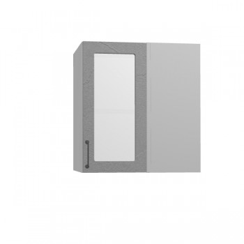 Лофт ПУС 650 шкаф верхний угловой со стеклом (Штукатурка серая/корпус Серый) в Нижней Пойме - nizhnyaya-pojma.mebel54.com | фото