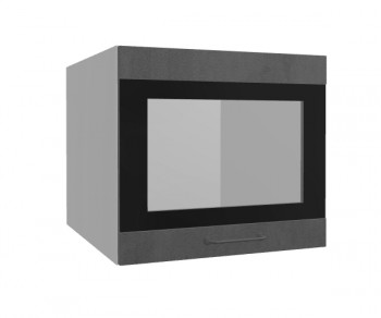 Лофт ВПГСФ 500 шкаф верхний горизонтальный со стеклом высокий с фотопечатью (Бетон темный/корпус Серый) в Нижней Пойме - nizhnyaya-pojma.mebel54.com | фото