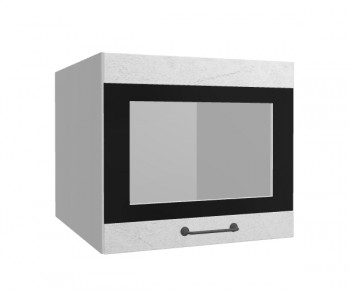 Лофт ВПГСФ 500 шкаф верхний горизонтальный со стеклом высокий с фотопечатью (Штукатурка белая/корпус Серый) в Нижней Пойме - nizhnyaya-pojma.mebel54.com | фото
