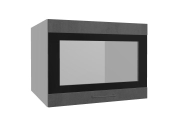 Лофт ВПГСФ 600 шкаф верхний горизонтальный со стеклом высокий с фотопечатью (Бетон темный/корпус Серый) в Нижней Пойме - nizhnyaya-pojma.mebel54.com | фото