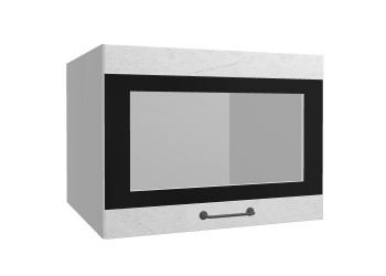 Лофт ВПГСФ 600 шкаф верхний горизонтальный со стеклом высокий с фотопечатью (Штукатурка белая/корпус Серый) в Нижней Пойме - nizhnyaya-pojma.mebel54.com | фото