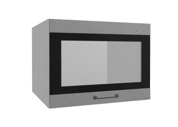 Лофт ВПГСФ 600 шкаф верхний горизонтальный со стеклом высокий с фотопечатью (Штукатурка серая/корпус Серый) в Нижней Пойме - nizhnyaya-pojma.mebel54.com | фото