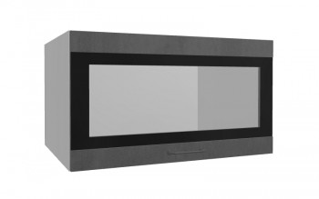 Лофт ВПГСФ 800 шкаф верхний горизонтальный со стеклом высокий с фотопечатью (Бетон темный/корпус Серый) в Нижней Пойме - nizhnyaya-pojma.mebel54.com | фото