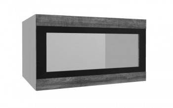 Лофт ВПГСФ 800 шкаф верхний горизонтальный со стеклом высокий с фотопечатью (Дуб бурый/корпус Серый) в Нижней Пойме - nizhnyaya-pojma.mebel54.com | фото