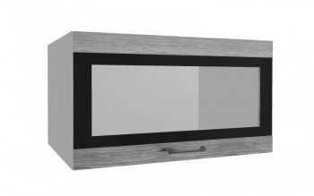Лофт ВПГСФ 800 шкаф верхний горизонтальный со стеклом высокий с фотопечатью (Дуб майский/корпус Серый) в Нижней Пойме - nizhnyaya-pojma.mebel54.com | фото