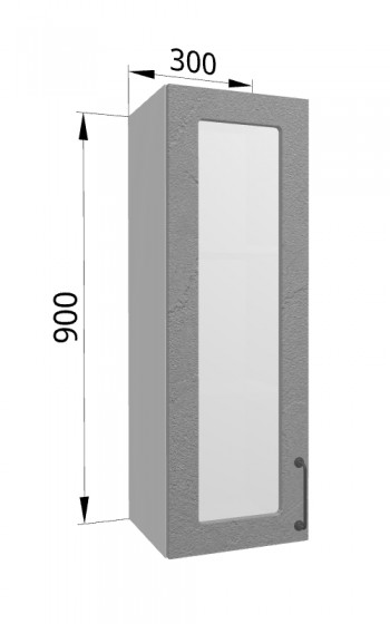 Лофт ВПС 300 шкаф верхний со стеклом высокий (Штукатурка серая/корпус Серый) в Нижней Пойме - nizhnyaya-pojma.mebel54.com | фото