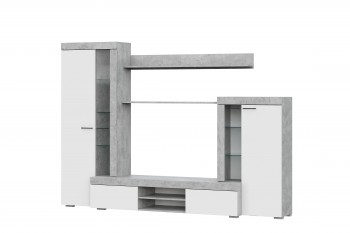 Мебель для гостиной МГС 5 Цемент светлый / Белый в Нижней Пойме - nizhnyaya-pojma.mebel54.com | фото