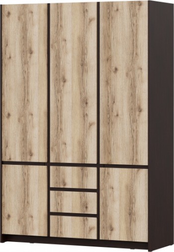 Модульная система "Прага" Шкаф для одежды трехстворчатый Дуб Венге/Дуб Делано в Нижней Пойме - nizhnyaya-pojma.mebel54.com | фото