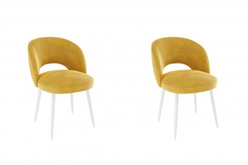 Набор стульев Моли 2 шт (жёлтый велюр/белый) в Нижней Пойме - nizhnyaya-pojma.mebel54.com | фото