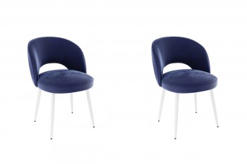 Набор стульев Моли 2 шт (синий велюр/белый) в Нижней Пойме - nizhnyaya-pojma.mebel54.com | фото