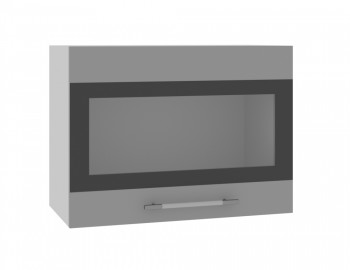 Норд ШВГС 600 Шкаф верхний горизонтальный со стеклом (Софт черный/корпус Белый) в Нижней Пойме - nizhnyaya-pojma.mebel54.com | фото