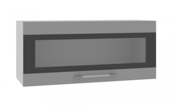 Норд ШВГС 800 Шкаф верхний горизонтальный со стеклом (Софт черный/корпус Белый) в Нижней Пойме - nizhnyaya-pojma.mebel54.com | фото