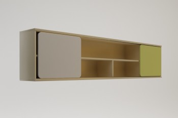 Полка между шкафами 1960 Эппл (Зеленый/Белый/корпус Клен) в Нижней Пойме - nizhnyaya-pojma.mebel54.com | фото