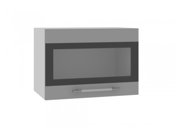 Ройс ПГСФ 500 Шкаф верхний горизонтальный со стеклом с фотопечатью (Графит софт/корпус Серый) в Нижней Пойме - nizhnyaya-pojma.mebel54.com | фото