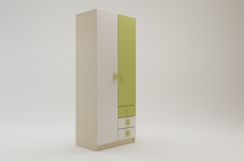 Шкаф 2-х створчатый с ящиками Эппл (Зеленый/Белый/корпус Клен) в Нижней Пойме - nizhnyaya-pojma.mebel54.com | фото