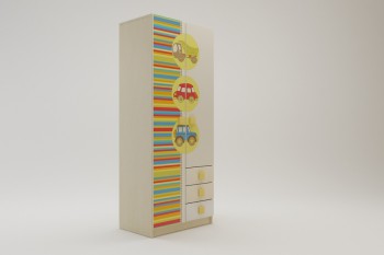 Шкаф 2-х створчатый с ящиками Клаксон (Бежевый/корпус Клен) в Нижней Пойме - nizhnyaya-pojma.mebel54.com | фото