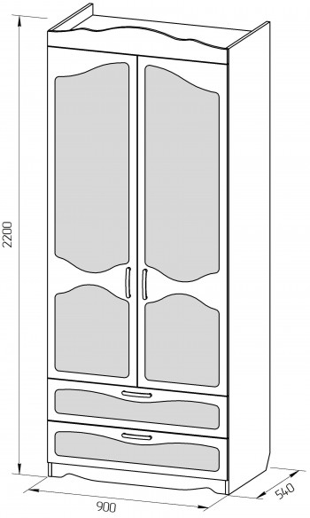 Шкаф 2-х створчатый с ящиками серии Иллюзия 32 Фиолетовый в Нижней Пойме - nizhnyaya-pojma.mebel54.com | фото