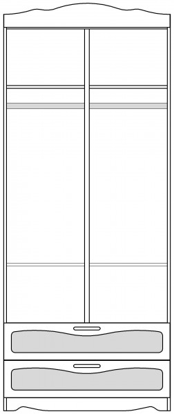 Шкаф 2-х створчатый с ящиками серии Иллюзия 67 Светло-фиолетовый в Нижней Пойме - nizhnyaya-pojma.mebel54.com | фото