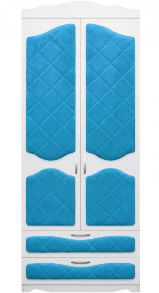 Шкаф 2-х створчатый с ящиками серии Иллюзия 84 Ярко-голубой в Нижней Пойме - nizhnyaya-pojma.mebel54.com | фото