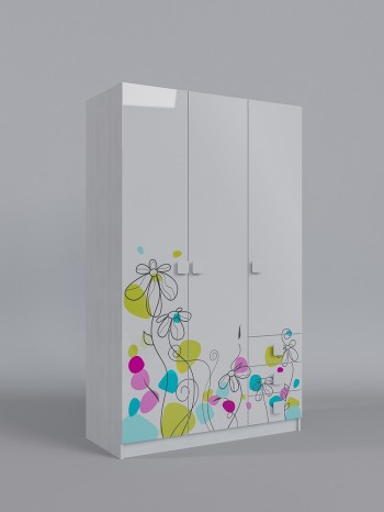 Шкаф 3-х створчатый с ящиками Флёр (Белый/корпус Выбеленное дерево) в Нижней Пойме - nizhnyaya-pojma.mebel54.com | фото