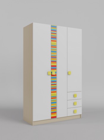Шкаф 3-х створчатый с ящиками Клаксон без машинок (Белый/корпус Клен) в Нижней Пойме - nizhnyaya-pojma.mebel54.com | фото