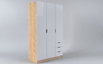 Шкаф 3-х створчатый с ящиками Лофт (Белый/корпус Дуб Сонома) в Нижней Пойме - nizhnyaya-pojma.mebel54.com | фото