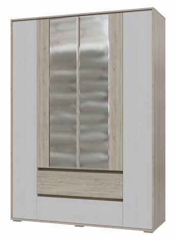 Шкаф 4-х дверный с ящиками Мальта 1600 Дуб сонома/Рамух белый в Нижней Пойме - nizhnyaya-pojma.mebel54.com | фото