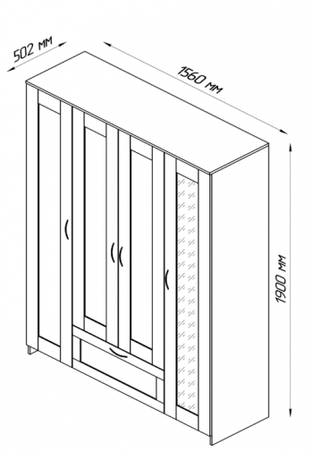 Шкаф четырехдверный Сириус с 1 зеркалом и 1 ящиком белый в Нижней Пойме - nizhnyaya-pojma.mebel54.com | фото
