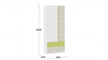 Шкаф для одежды комбинированный «Сканди» Дуб Гарден/Белый/Зеленый в Нижней Пойме - nizhnyaya-pojma.mebel54.com | фото