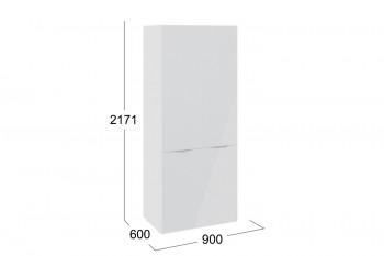 Шкаф для одежды с 2 дверями со стеклом «Глосс» (Белый глянец/Стекло ) в Нижней Пойме - nizhnyaya-pojma.mebel54.com | фото