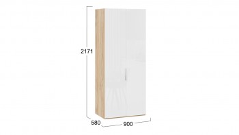 Шкаф для одежды с 2 глухими дверями «Эмбер» Яблоня Беллуно/Белый глянец в Нижней Пойме - nizhnyaya-pojma.mebel54.com | фото