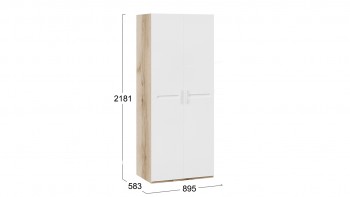 Шкаф для одежды с 2-мя дверями «Фьюжн» Дуб Делано/Белый глянец в Нижней Пойме - nizhnyaya-pojma.mebel54.com | фото