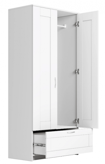 Шкаф двухдверный Сириус с 1 ящиком белый в Нижней Пойме - nizhnyaya-pojma.mebel54.com | фото