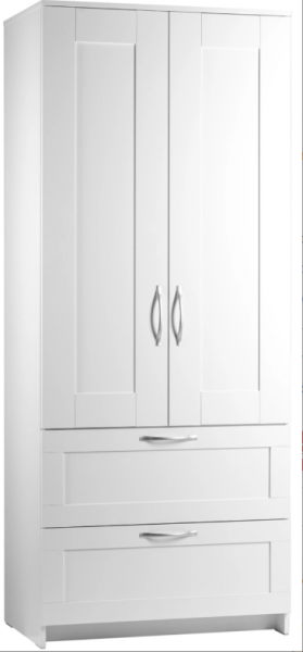 Шкаф двухдверный Сириус с 2 ящиками белый в Нижней Пойме - nizhnyaya-pojma.mebel54.com | фото