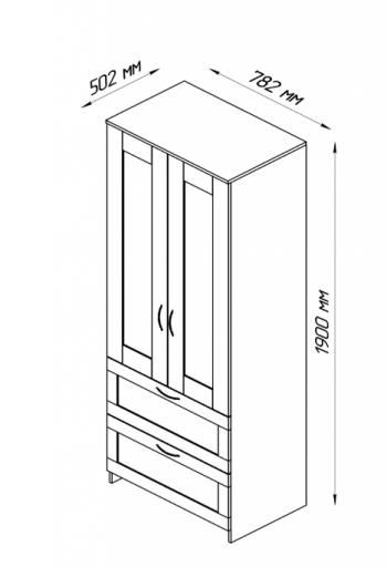 Шкаф двухдверный Сириус с 2 ящиками дуб венге в Нижней Пойме - nizhnyaya-pojma.mebel54.com | фото