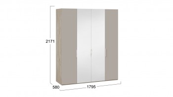Шкаф комбинированный с 2 глухими и 2 зеркальными дверями «Эмбер» Баттл Рок/Серый глянец в Нижней Пойме - nizhnyaya-pojma.mebel54.com | фото