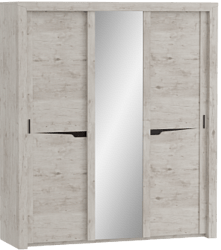 Шкаф трехдверный Соренто с раздвижными дверями Дуб бонифаций/Кофе структурный матовый в Нижней Пойме - nizhnyaya-pojma.mebel54.com | фото