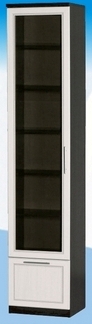 Шкаф высокий с ящиком и стеклодверью ДЛЯ ГОСТИНОЙ ШВЯС-450 Венге/Дуб выбеленный в Нижней Пойме - nizhnyaya-pojma.mebel54.com | фото