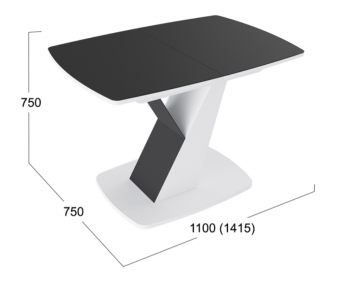 Стол обеденный «Гарда» Тип 1 (Белый/Стекло матовое черный графит) в Нижней Пойме - nizhnyaya-pojma.mebel54.com | фото