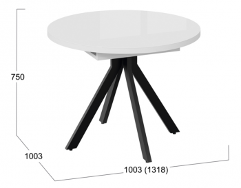Стол обеденный раздвижной «Стокгольм» Тип 1 (Черный муар, Стекло глянцевое белое) в Нижней Пойме - nizhnyaya-pojma.mebel54.com | фото
