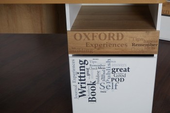 Стол с ящиками «Оксфорд» (Ривьера/Белый с рисунком) в Нижней Пойме - nizhnyaya-pojma.mebel54.com | фото